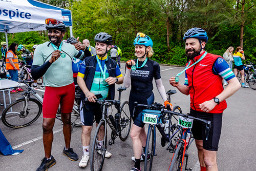 Tour de Bristol riders at the finish line